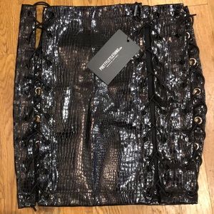 PLT croc vinyl mini skirt